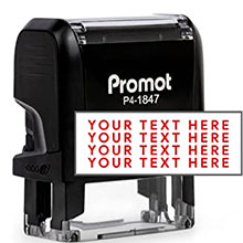 Need a self-inking custom stamp? Order here today. Choose ink color, font style. Great Prices and Fast Shipping